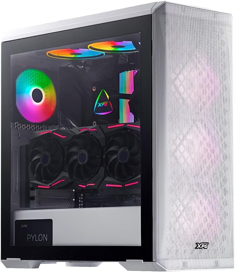 Adata / Xpg Defender White - with magnetic meshed front panel , vertical VGA mount bracket included , dual-chamber design - with 3mm tempered glass side panel , all steel exterior , dedicated chamber for psu + hdd bay , no psu ( bottom placed psu design with removable dust filter ) , support upto 380mm graphics card , 3x radiator upto 360mm ; 2x usb3.0 + audio in/out - 2/0x 3.5" hidden + 2/4x 2.5" hidden - 3x 120mm upto 6 , with removable dust filter - E-ATX