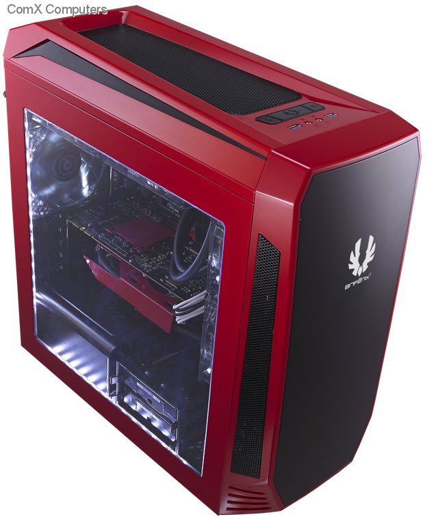 Bitfenix AEG-300-RKWN1 AEgis core - Red + Windowed + Icon disply , with 3-speeds fan controller , closed panels for noise shielding , with reservoir bracket + pump bracket , 200mm width slim design , no psu ( bottom placed + multi-direction psu design ) , 2x usb 3.0 + audio in/out - 4x 3.5" internal + 4x 2.5" internal ( 1x2.5" + 2x 3.5" drive cages ) - 1x 120mm fan upto 8 - micro-ATX