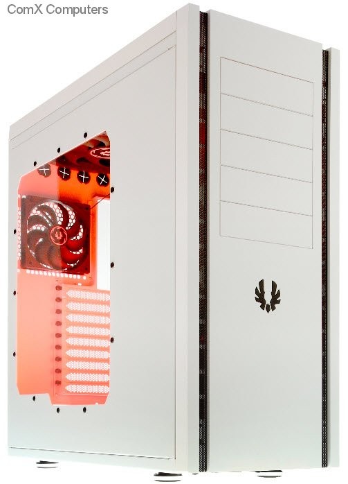 Bitfenix SNX-500-WWW1 SHinobi XL Windowed full tower - White , with 1x 2.5A supercharge usb port , support optional colored mesh strips , SofTouch surface treatment , no psu ( bottom placed + multi-direction psu design ) , support 487mm very long card when hdd cage removed ; 4x usb 3.0 + 1x usb super-charge port + audio in/out - 4/5x 5.25" external , 7x 3.5" internal , 1/0x 2.5" internal , rotatable+removable FlexCage hdd cage , all 5.25" bay tool-free - 3x 120mm Spectre fan upto 9 - XL-ATX / E-ATX