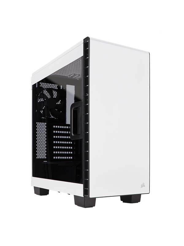 Corsair CC-9011095-WW carbide series 400 Clear - White with black interior - with hinged and latched full size windowed side panel , front+top+bottom full-sized dust filters , all steel exterior , dedicated chamber for psu + hdd bay , no psu ( bottom placed psu design ) , support upto 370mm graphics card , 3x radiator upto 360mm ; 2x usb 3.0 + audio in/out - 2x 3.5" hidden + 3x 2.5" hidden - 1x 140mm fan + 1x 120mm upto 5 - ATX