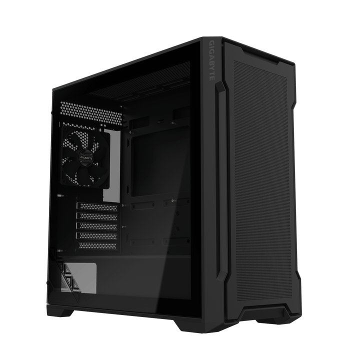 Gigabyte C102G - 4mm tempered Glass - black , detachable magnetic front panel + dedicated chamber for psu + hdd bay , no psu ( bottom placed psu design ) , support upto 4x radiators ( 360/280/240/140/120mm ) , support upto 410mm graphics card ; 2x usb 3.0 + audio in/out - 1/0x 3.5" + 2/3x 2.5" hidden - 2x 120mm fan upto 9 with 3x detachable dust filters ( bottom+top+side ) - micro-ATX