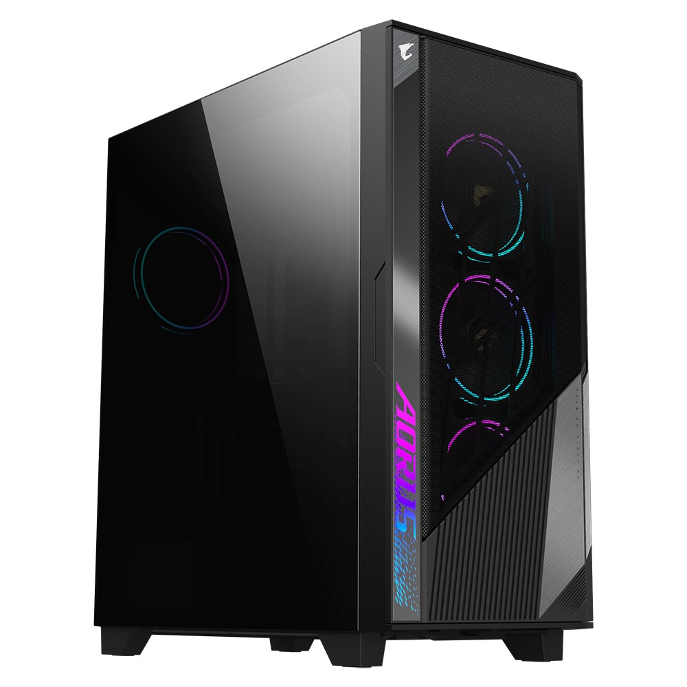 Gigabyte C500G - 4mm tempered Glass side panel with anti-dropping design - black , swingable front door , support upto 3 slots vertical graphics cards mount ( riser kit required ) , intergrated RGB Fusion 2.0 , built-in ARGB and PWM connector 10 ports hub , dedicated chamber for psu + hdd bay , no psu ( bottom placed psu design with mounting plate ) , support upto 3x radiators (420/360/280/140/120mm) , support upto 420mm graphics card ; 1x usb3 type-C ( Gen2 10GBPs ) + 2x usb 3.0 + audio in/out - 2/0x 3.5" + 2/4x 2.5" hidden - 4x 120mm ARGB fan upto 7 with 3x detachable dust filters ( bottom+top+front ) - E-ATX