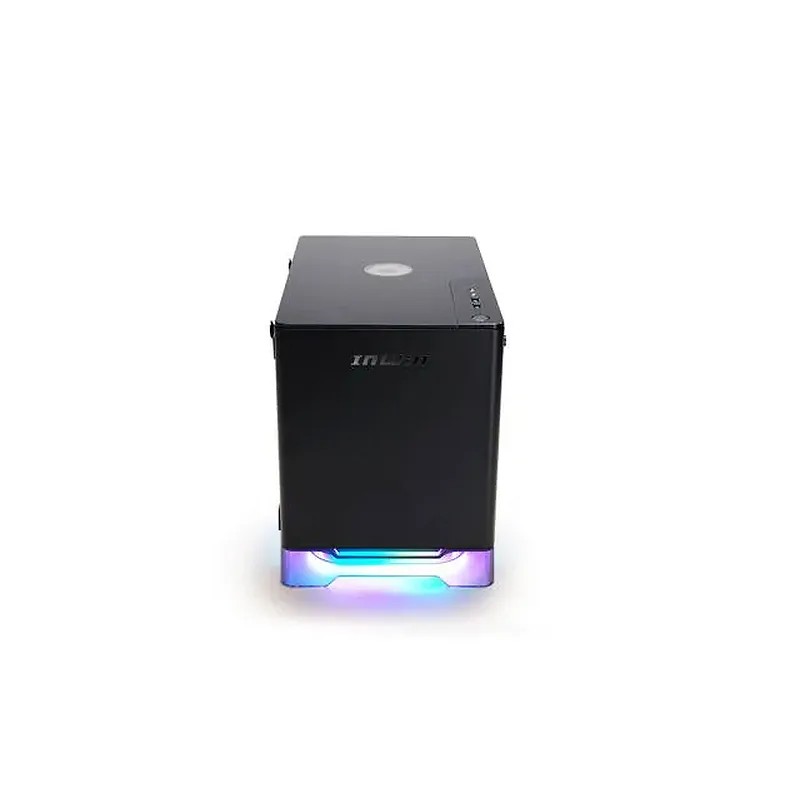 In-Win A1 Plus blacK mini-itx gaming chassis + 650W 80 plus gold psu , aRGB lighting fan+stand , built-in Qi wireless charger on top panel for mobile or mouse , windowed side panel , brushed-hairline aluminium , support upto 320mm long card ; 2x front usb3.0 + audio in/out - 2x 2.5" , 2x Sirius Loop ASL120 RGB fan upto 4 - mini-itx with 2x expansion slots