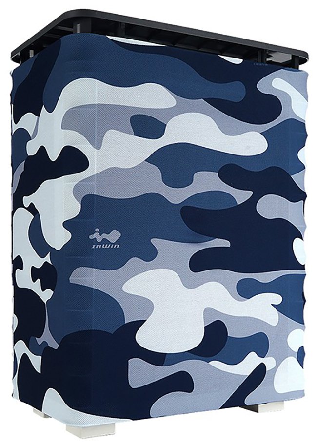 In-Win Alice CAmouflage mid tower chassis - vertical case with top access i/o port with dust cover , polyester with 3.7kg light weight , customizable cover, no psu ( bottom positioned ) , dual chamber design for heat separation , support upto 300mm long card ; 2x front usb3.0 + audio in/out - 1x 3.5" + 3x 2.5" - upto 4x 120mm fans , support 2x radiators upto 360mm - ATX