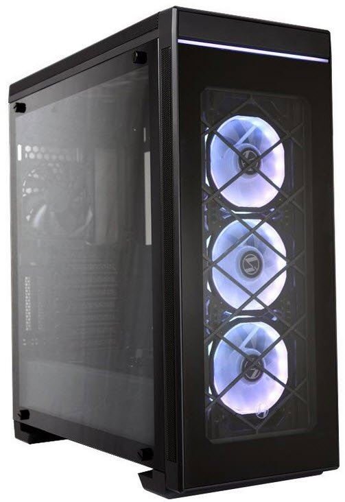 Lian-li pc-A550 Alpha550 , all black , RGB ready ( 3xfan+LED strip with 21 buttons remote control ) , 4x tempered glasses with vertical GPU mounting ready , no psu ( bottom placed design ) , support for 400mm very long cards , made in Taiwan , hairline brush anodized aluminum ; 1x usb3.1 type-C + 2x usb3.0 + audio in/out , 5x 2.5" + 2x 3.5" hidden ( tool-free anti-vibration removable - side accessed ) - with fan mount rack for 3x140mm fan or 360mm radiator , 4x120mm fan upto 7 , full size magnetic dust filters on top/front + slide out dust filter at bottom - atx