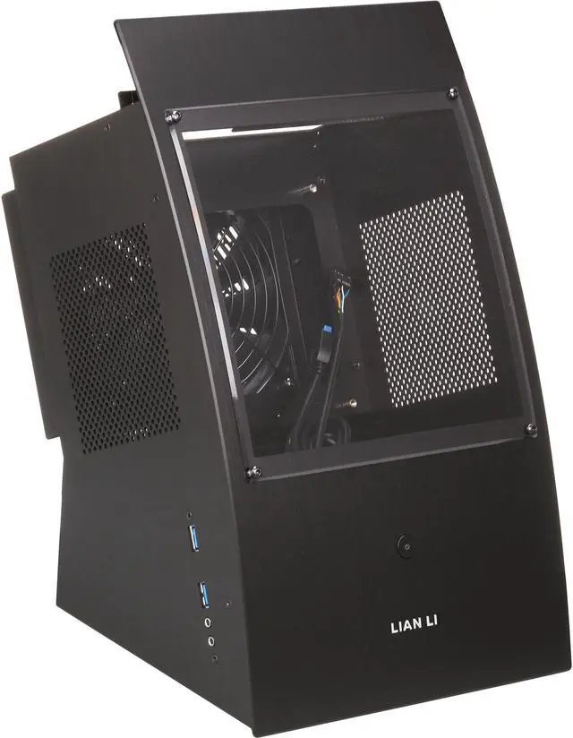 Lian-li pc-Q30X mini-itx chassis ( curve design with front window ) , mini tower , all black , No psu ( use optional SFX psu ) , support 130mm high cpu cooler / 200mm long vga card , made in Taiwan , hairline brush anodized aluminum , 2x usb3.0 + audio i/o + 1x expansion slot - no 5.25" , 4x 2.5" in removable HDD cage - 1x 140mm fan , 2x expansion slots - only for mini-itx / mini-DTX