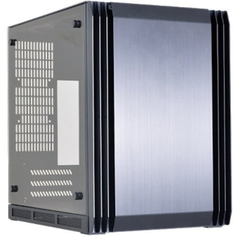 Lian-li PC-Q39WX all black - tempered glass side panel , dual chamber desihgn for dedicated heat separation , 252x438x346mm compact size , all black , No psu ( use optional SFX psu ) , support upto 120x240mm radiator / 130mm high cpu cooler / 320mm long vga card , made in Taiwan , hairline brush anodized aluminum , 1x usb3.1 type-C + 2x front usb3.0 + audio in/out - 3x 2.5" , 2x 3.5" hidden - upto 1x140mm + 4x120mm fan , 3x full size magnetic dust filter on top+front+bottom , 3x expansion slots - only for mini-itx / mini-DTX