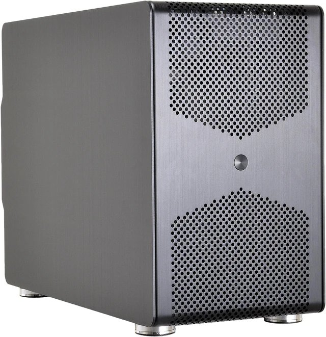 Lian-li pc-Q50 mini-itx chassis - Black , 170x285x360mm mini HTPC tower or desktop chassis , no psu ( use optional SFX psu ) , support 120mm radiator / 150mm high cpu cooler / 320mm long vga card , made in Taiwan , hairline brush anodized aluminum , 1x usb3.1 type-C + 2x usb3.0 + audio i/o - upto 2x 3.5" + upto 2x 2.5" - support 1x 120mm optional fan , 2x expansion slots - only for mini-itx / mini-DTX