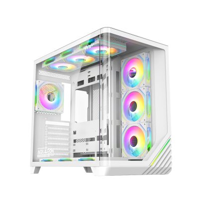 Armaggeddon Aquaron X-Curve GiGa 10 ATX Gaming Case with 10 ARGB Fans - White