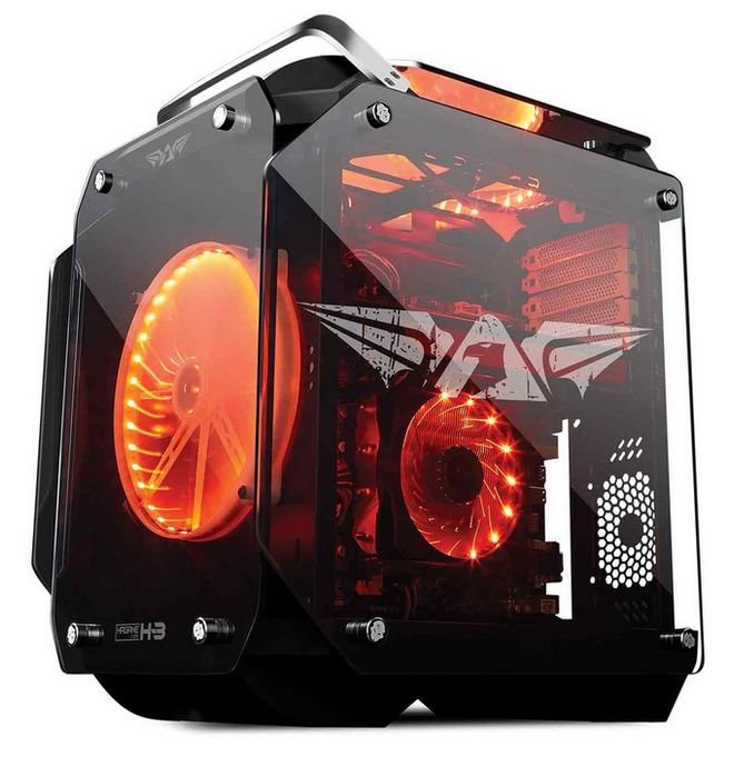 Armaggeddon Hagane H-3 ATX Tempered Glass Gaming Chassis - Red Fans