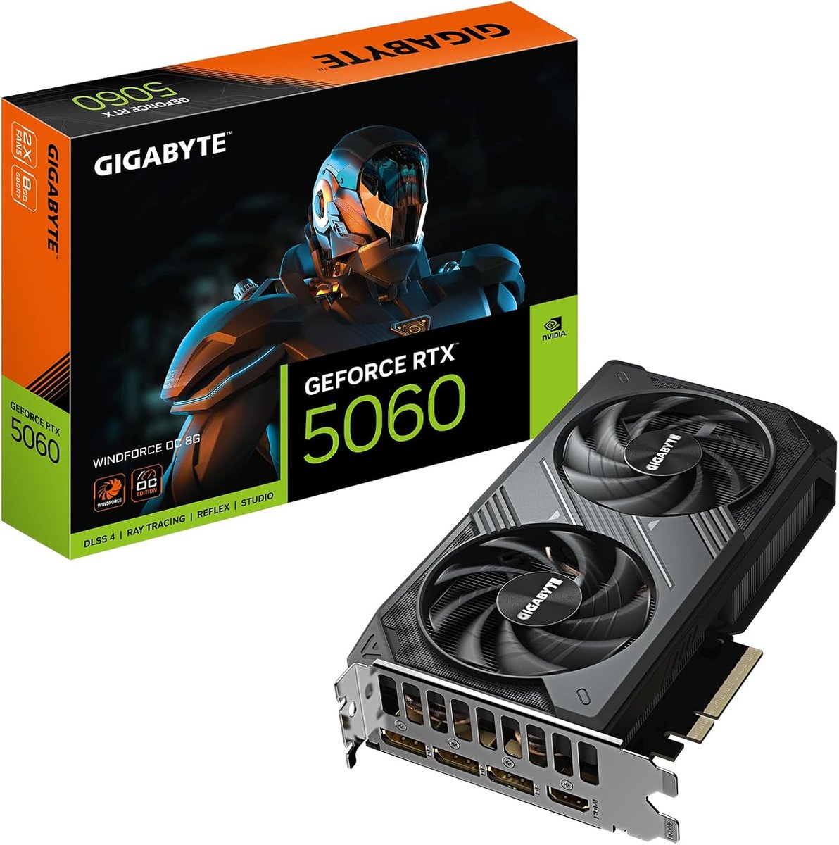 GIGABYTE nVidia GeForce RTX 5060 WINDFORCE OC 8GB PCIE 8X - 8GB GDDR7; 128-Bit Memory Bus; 1x HDMI; 3x DisplayPort .