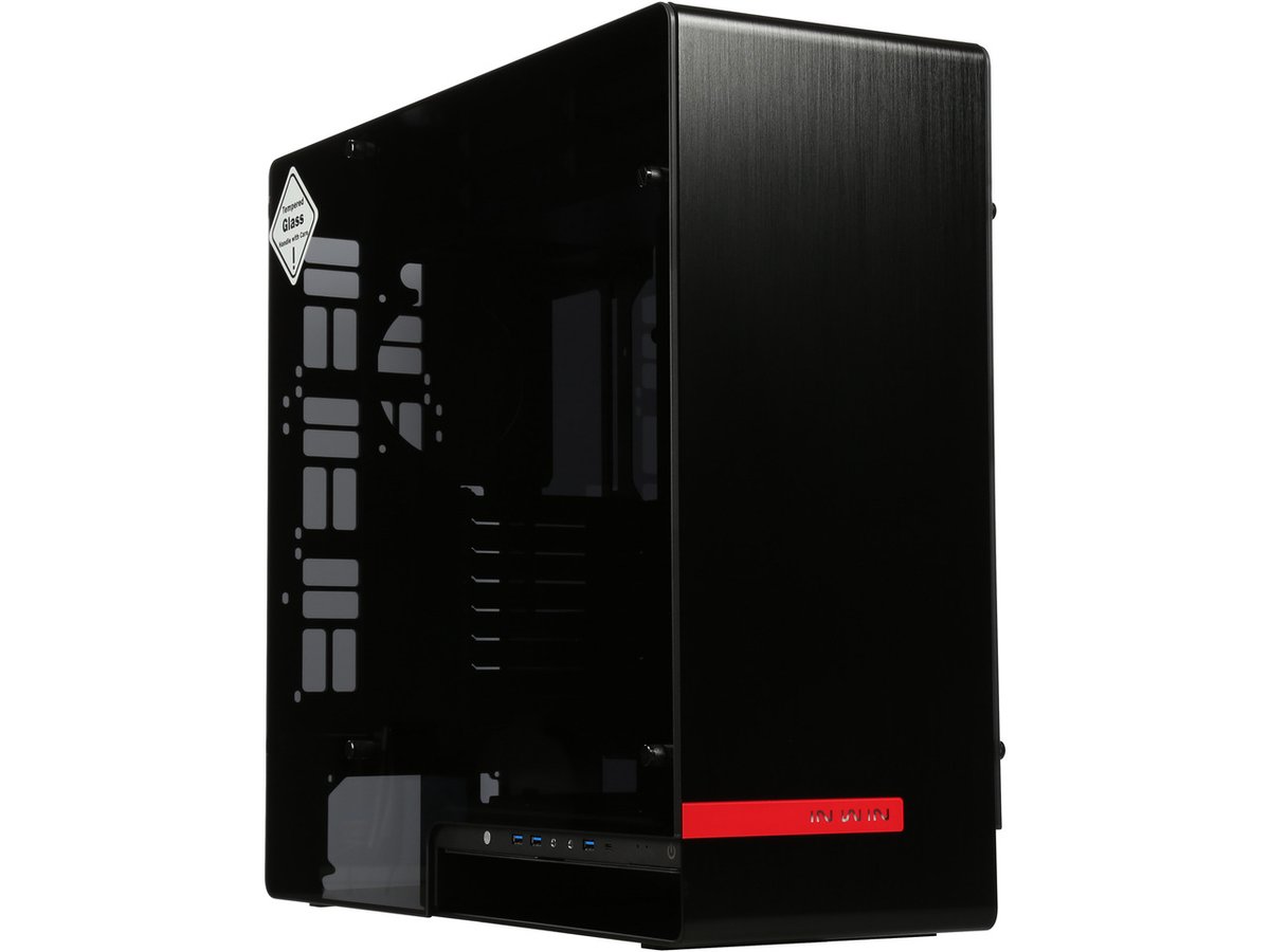 In Win 909 full tower chassis , blacK+black interior - with dual 5mm tempered glass side panels , with white logo display ) , no psu (bottom placed) , quad chambers design for heat separation , support upto 440mm long card , brushed-hairline aluminium ; 1x usb3.1 type C + 3x front usb3.0 + audio in/out - 4/0x 3.5" ( in hot swap HDD cage ) + 6/10 x 2.5" - upto 8 fan with magnetic aluminium dust filter , support upto 4x radiators ( 120+240+280+360mm ) - support upto E-ATX - upto 8x expansion cards