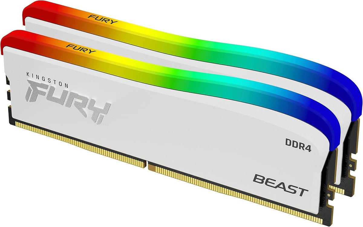 Kingston RGB Fury beast Special Edition KF432C16BWAK2/32 , DDR4-3200 ( pc4-25600) , with asymmetrical White heatsink , CL16 , 16Gb x 2 kit - optimized for AMD ryZen + Intel XMP , 1.35 - 288pin - lifetime warranty