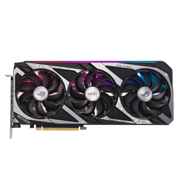 ASUS ROG Strix GeForce RTX 3050 OC NVIDIA Ampere architecture, 8GB GDDR6, 2560 CUDA cores, 20 RT cores, 80 Tensor Cores, 2.7-slot axial-tech fan design, 1890 MHz OC mode, 1860 MHz gaming mode, PCI Express 4.0 x8, HDMI 2.1, DisplayPort 1.4a, RGB lighting, Super Alloy Power II, GPU Tweak II