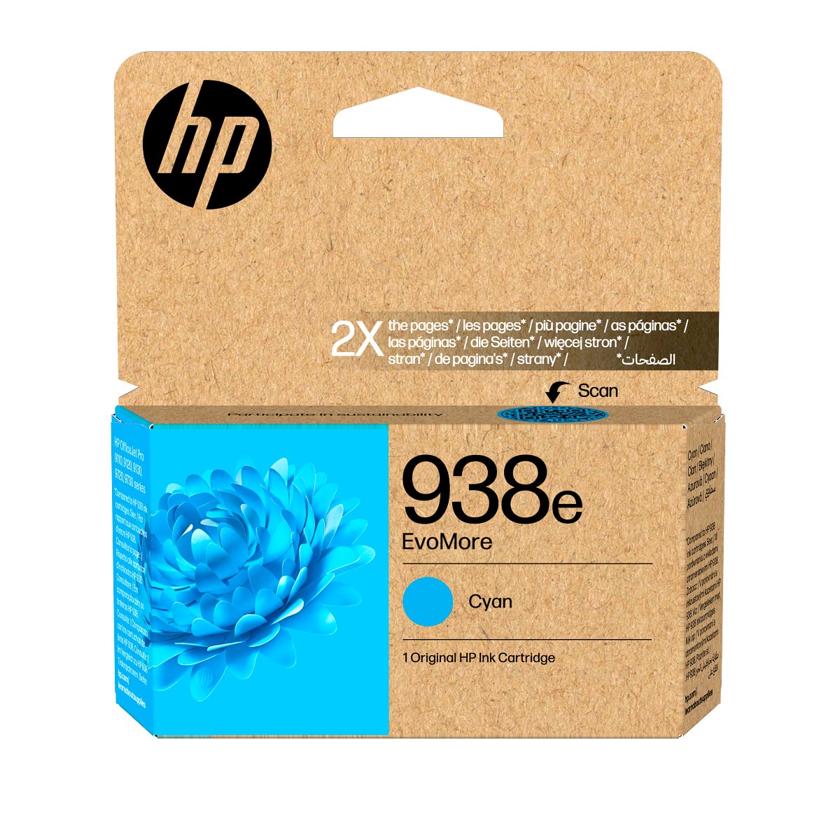 HP 938e Evomore Original Cyan Ink Cartridge For HP Officejet Pro 9110b: 9120 All:in:one: 9120b All:in:one: 9130 All:in:one: 9130b All:in:one: 9110b: 9700: 9700e Printer Series