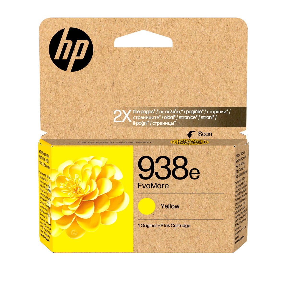 HP 938e Evomore Original Yellow Ink Cartridge For HP Officejet Pro 9110b: 9120 All:in:one: 9120b All:in:one: 9130 All:in:one: 9130b All:in:one: 9110b: 9700: 9700e Printer Series