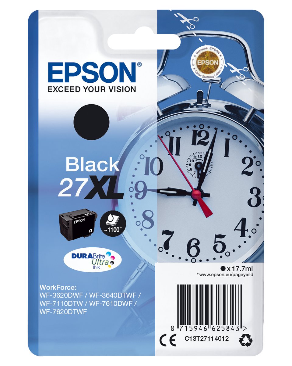 Epson Durabite Alarm Clock Ulta Single Black Ink 27xl
