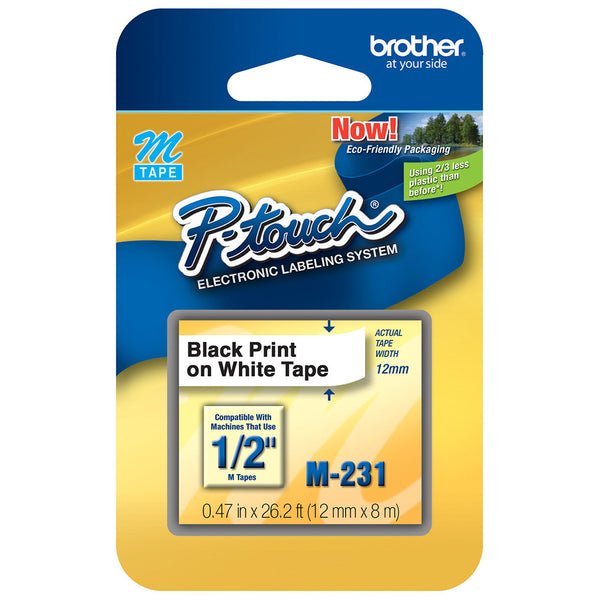 Brother Non Laminated Tape 8m X 12mm Black On White