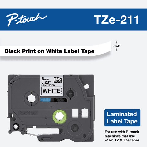 Brother Black on White Laminator Tape 6mm
