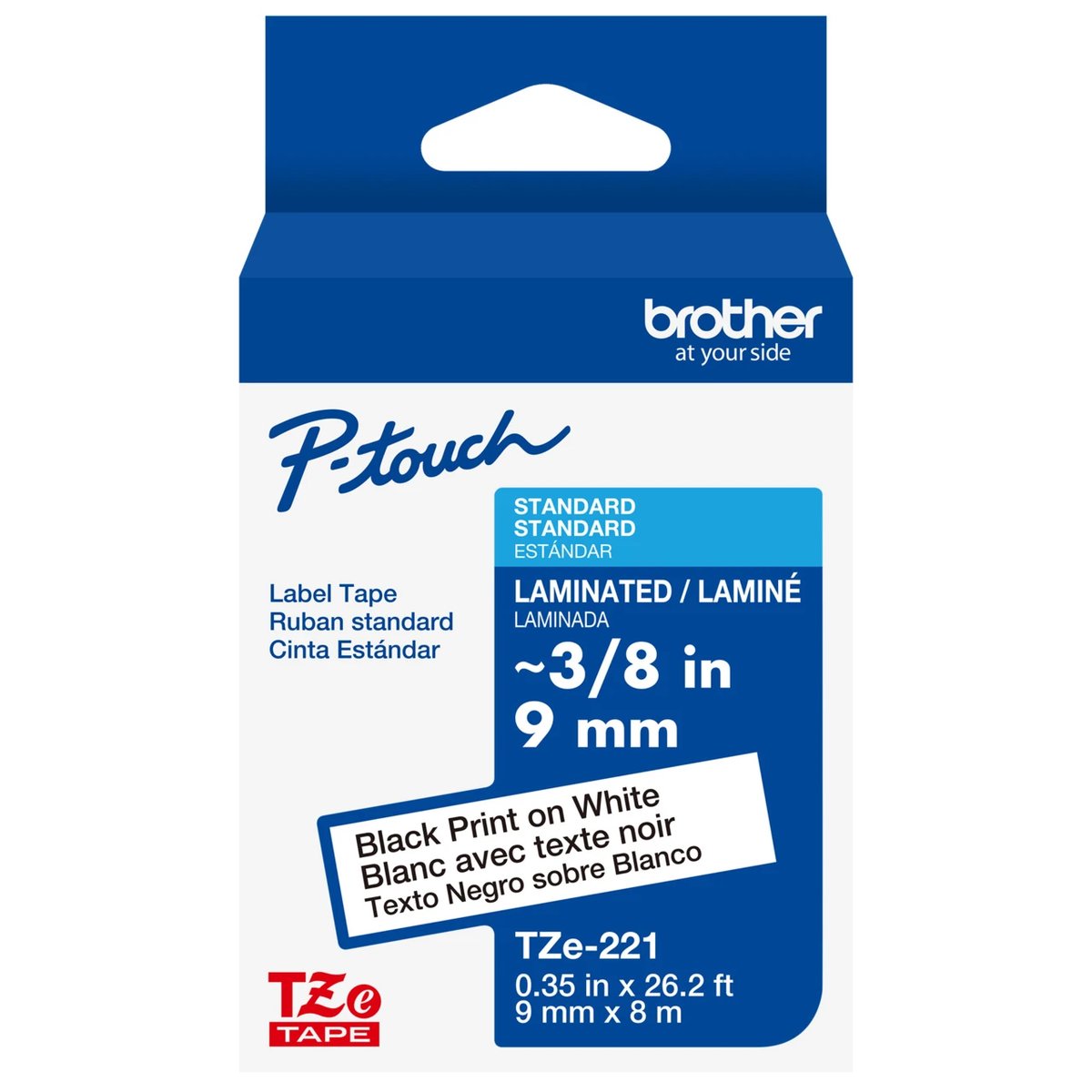 Brother Laminated Tape 8m X 9mm Black On White