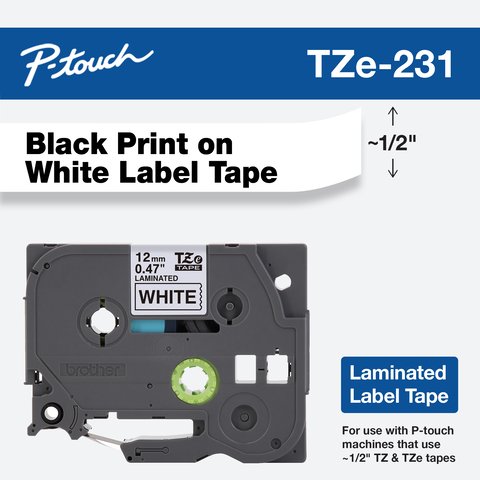 Brother Laminated Tape 8m X 12mm Black On White