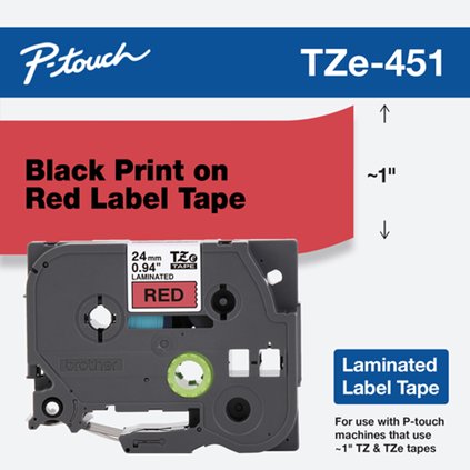Brother Laminated Tape 8m X 24mm Black On Red