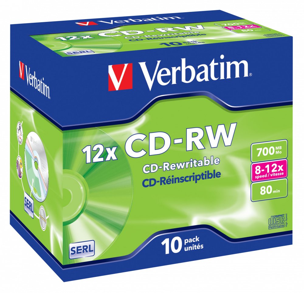 Verbatim Cd-rw 8 X12x 700mb 10 Pack