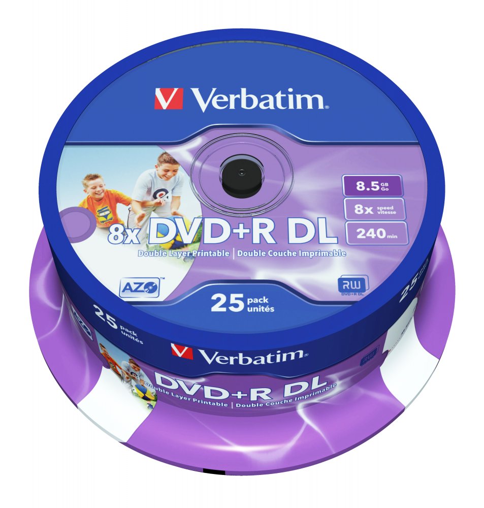 Verbatim Dvd+r 8.5gb 8x D:layer Printable 25 Sp