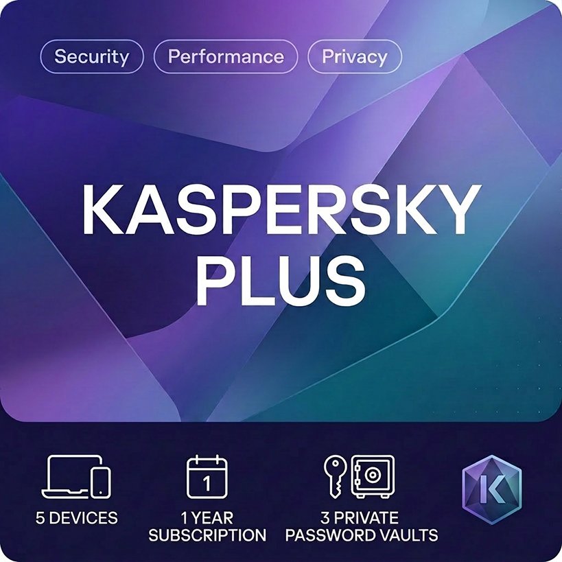 Kaspersky Plus - 5 Devices, 1 Year (No Media) KL104295EFS-PAPDVDNOCD