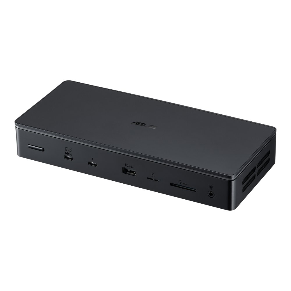 Asus Master Thuberbolt 5 Dock 13 in 1 Dock DC5510 Triple 4K/Dual 8K Display Support 80Gbps Transfer speeds Thunderbolt Share / SD & Micro SD Card Reader 4 x USB Type-A M.2 NVMe PCIe 4.0 SSD slot 140W Passthrough charging and Atmosphere Lighting