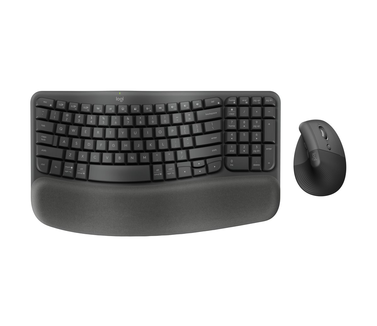 Logitech - Wave Keys and Lift - Wireless Keyboard and Mouse - Graphite - Bluetooth