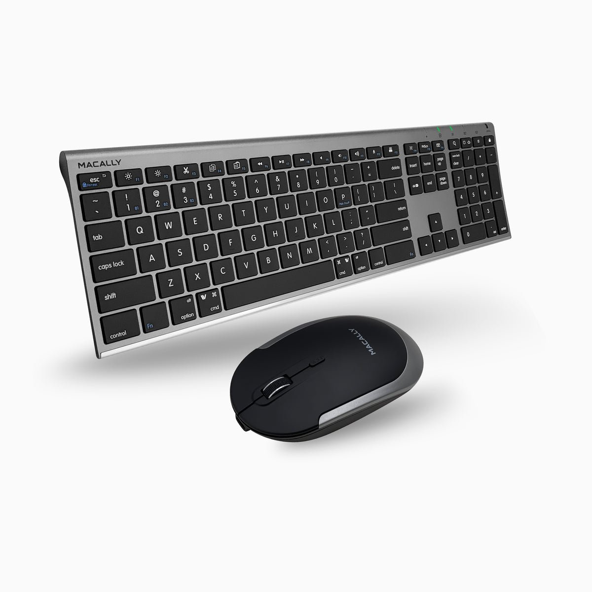 Macally - Bluetooth Keyboard and Mouse for Mac Rechargeable Mac Wireless Keyboard and Mouse Combo - Space Gray