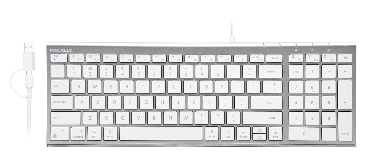 Macally - Ultra Slim USB-A Wired Keyboard - Silver