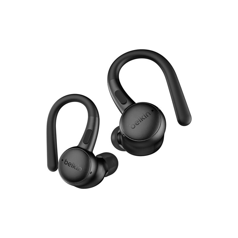 Belkin - SoundForm ActiveFit Wireless Earphones with Built-in Microphone, USB-C Fast Charging, 36H Battery Life, IP54 Water Resistance - Black