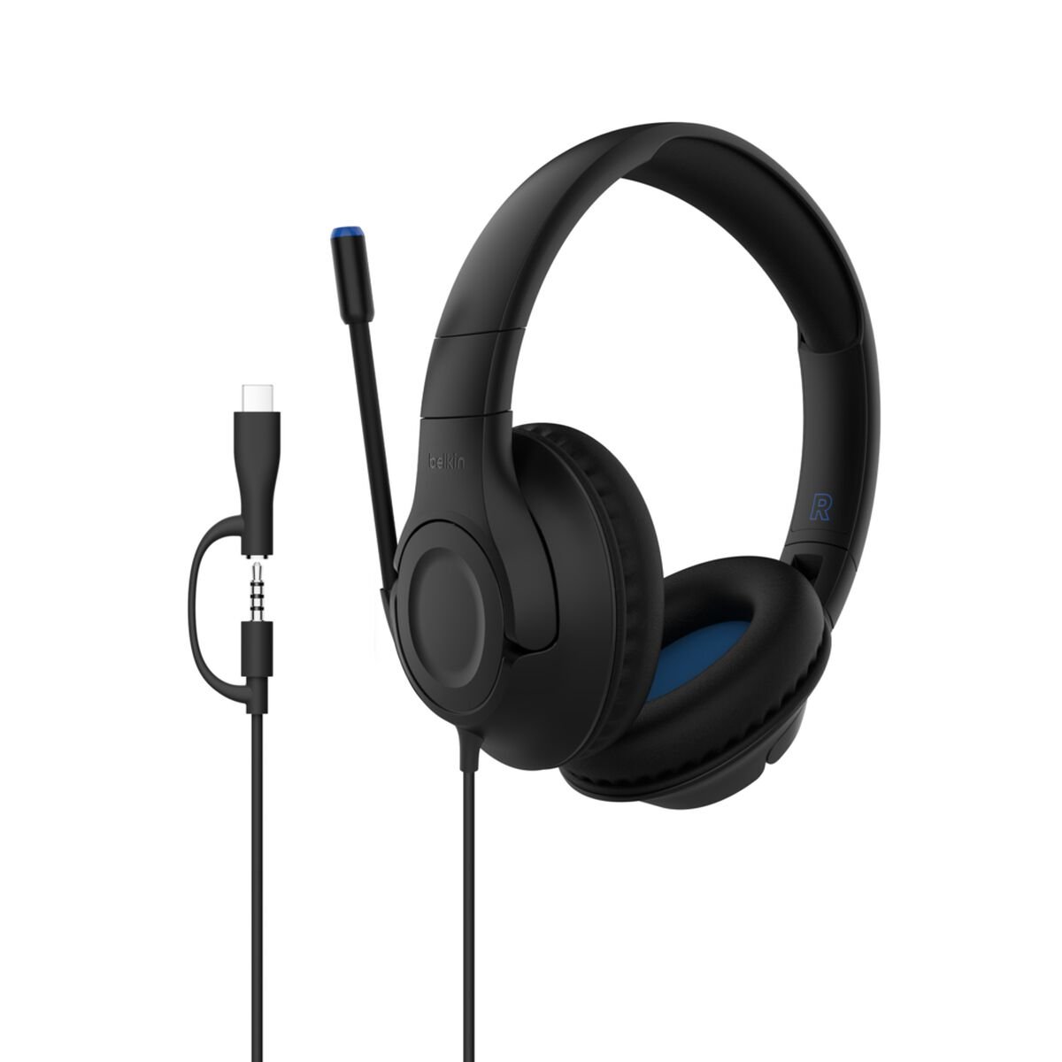 Belkin - SoundForm - Inspire Kids Over Ear Headset with Boom Microphone - Black