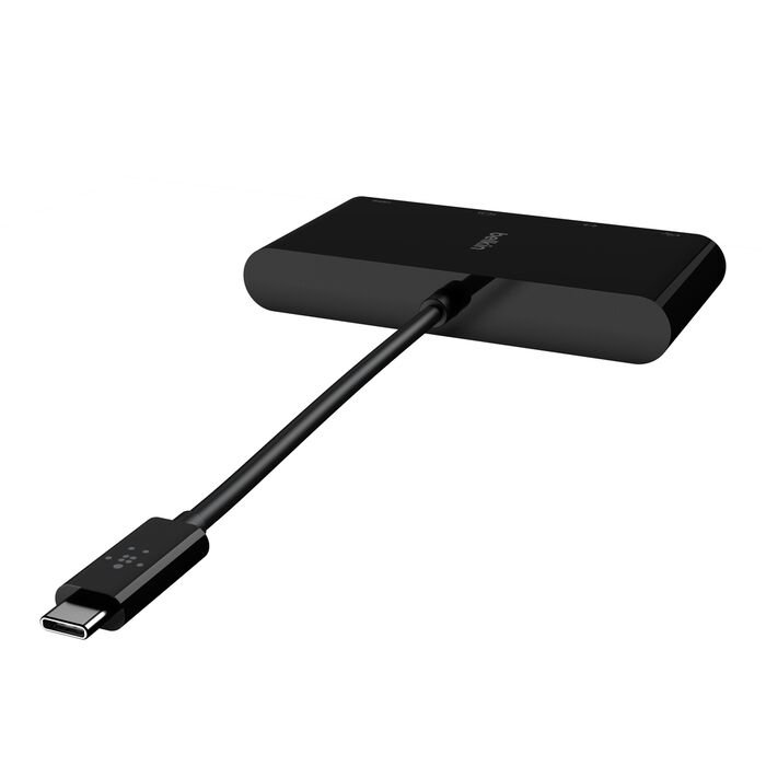 Belkin - USB-C Multimedia Adapter with Ethernet, USB-A 3.0, VGA, and 4K HDMI Port - Black