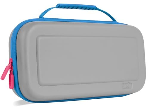 Orzly Case for Nintendo Switch Lite - Protective Carry Case with storage for Switch Lite Games & Accessories - Grey/Blue