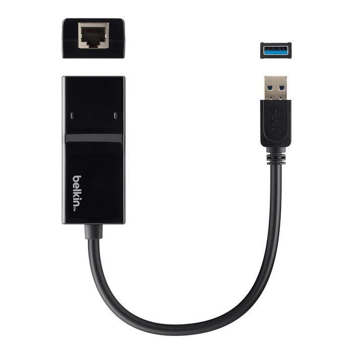 Belkin - USB-A 3.0 to Gigabit Ethernet Adapter - Black