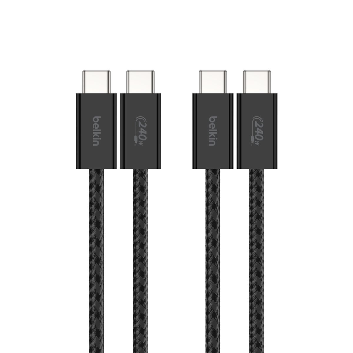 Belkin - BoostCharge - 240 Watt USB-C to USB-C Braided Cable - 1.5 Meters - 2 Pack - Black