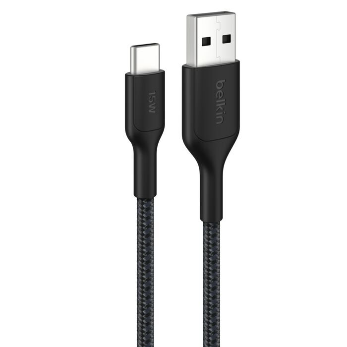 Belkin - BoostCharge USB-A Cable to USB-C Braided Cable 1.5 Meter - 2 Pack - Black