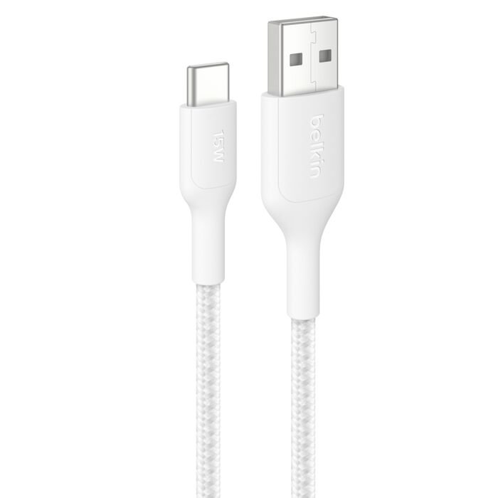 Belkin - BoostCharge USB-A Cable to USB-C Braided Cable 1.5 Meter - 2 Pack - White