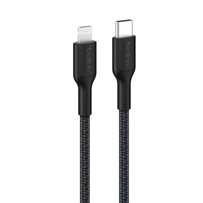 Belkin - BoostCharge USB-C Braided Cable to Lightning 1.5 Meter 2 Pack - Black