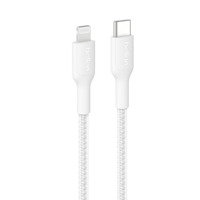 Belkin - BoostCharge USB-C Braided Cable to Lightning 1.5 Meter 2 Pack - White
