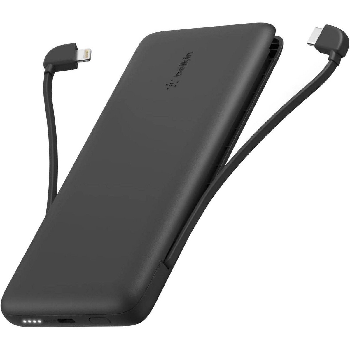 Belkin - BoostCharge Plus 10 000 mAh Power Bank USB-C 18Watt Power Delivery with 2 Integrated cables, USB-C and Lightning - Black
