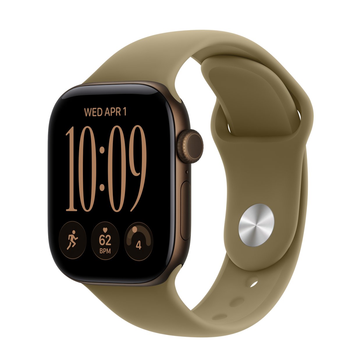 APPLE WATCH SERIES 12 GPS 42MM DARK BRONZE ALUMINIUM CASE WITH OLIVE SPORT BAND - S/M