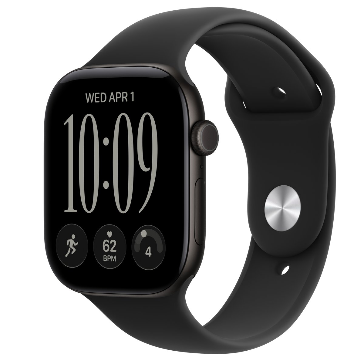 APPLE WATCH SERIES 12 GPS 46MM BLACK ALUMINIUM CASE WITH BLACK SPORT BAND - S/M
