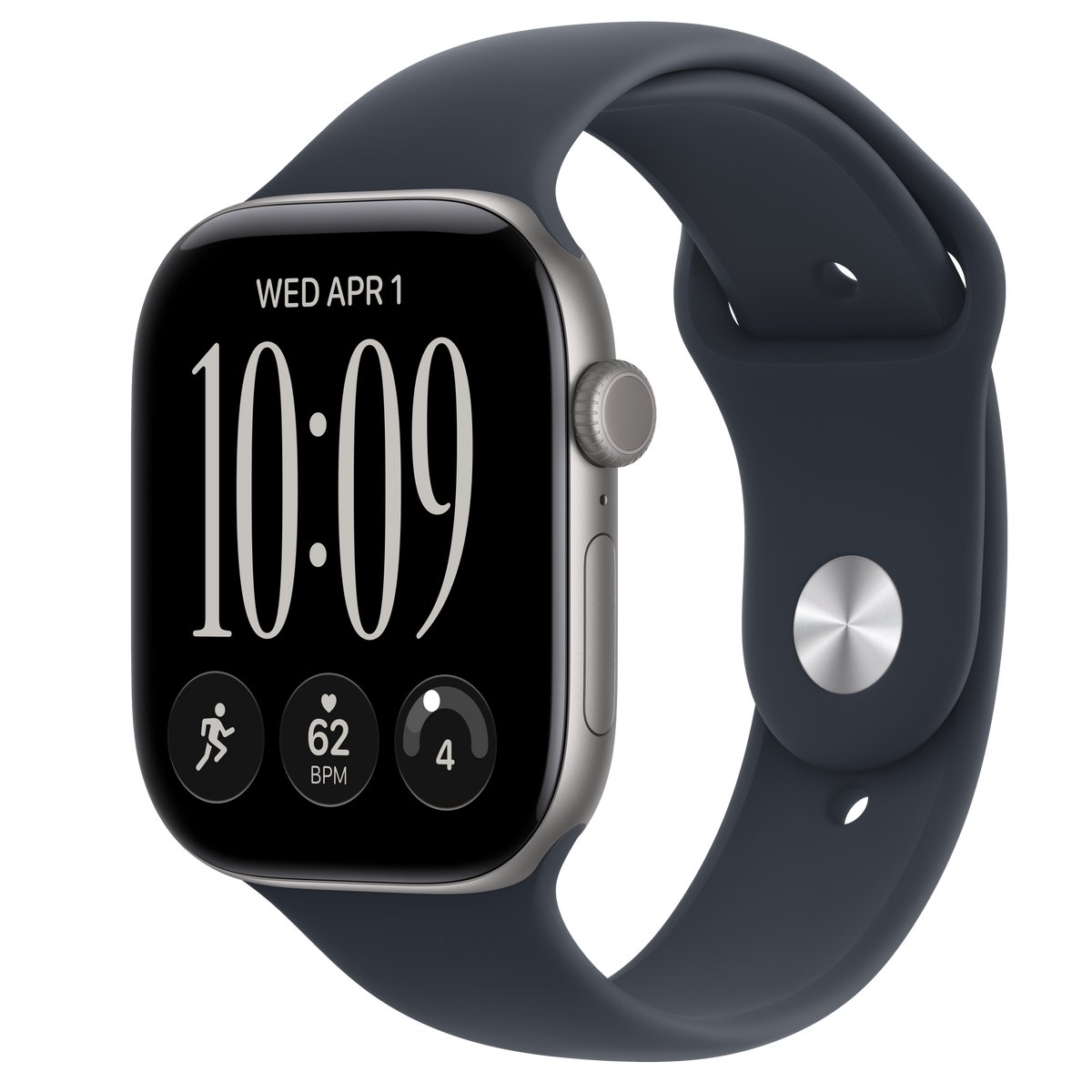 APPLE WATCH SERIES 12 GPS + CELLULAR 46MM SPACE GREY ALUMINIUM CASE WITH NAVY BLUE SPORT BAND - S/M