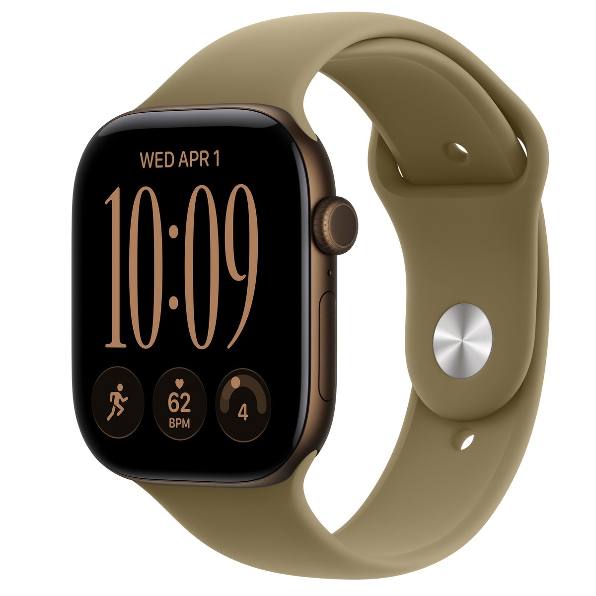 APPLE WATCH SERIES 12 GPS + CELLULAR 46MM DARK BRONZE ALUMINIUM CASE WITH OLIVE SPORT BAND - M/L