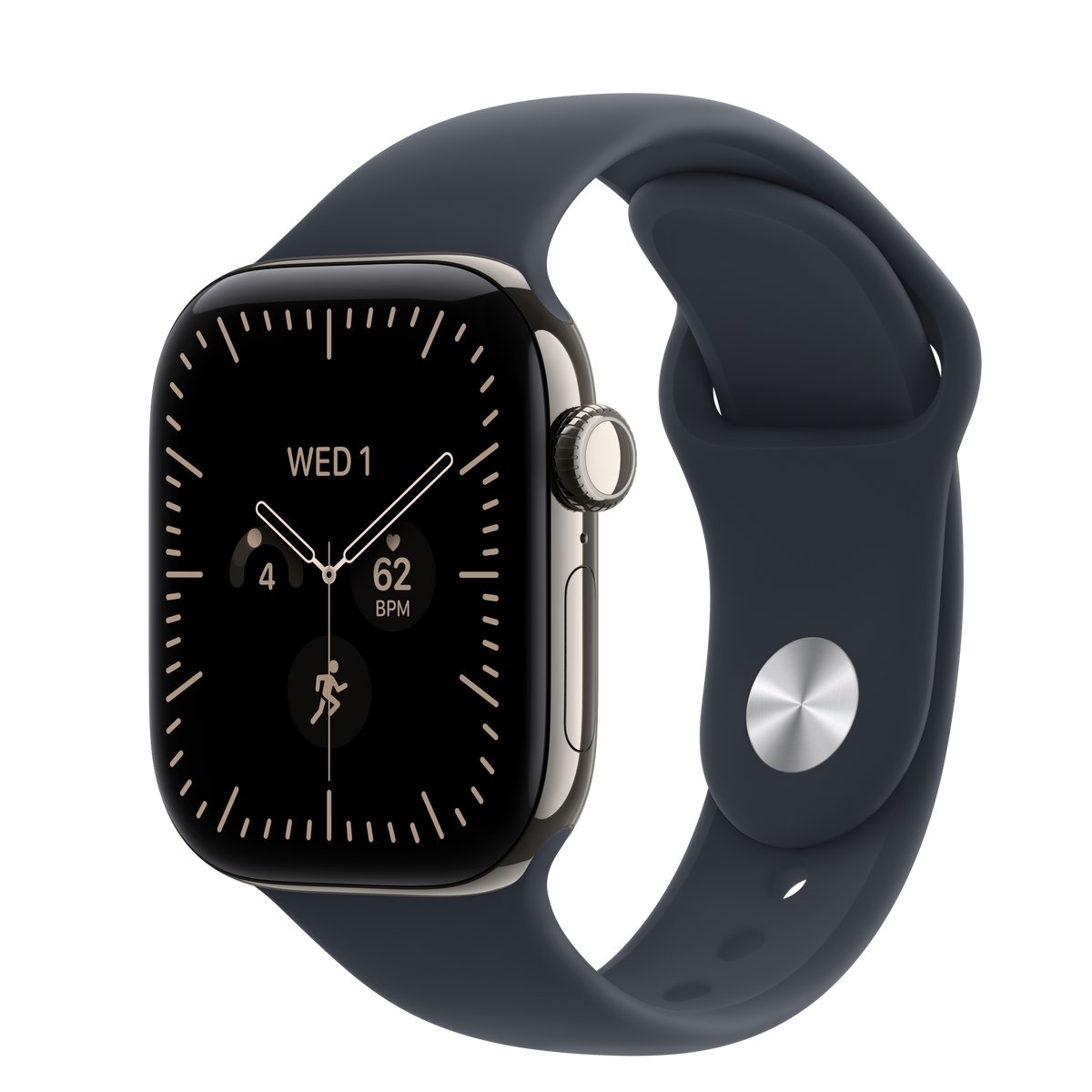 APPLE WATCH SERIES 12 GPS + CELLULAR 42MM NATURAL TITANIUM CASE WITH NAVY BLUE SPORT BAND - S/M