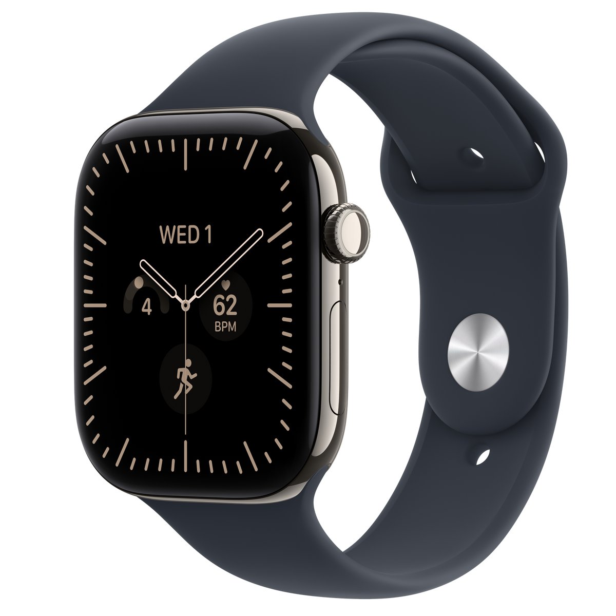 APPLE WATCH SERIES 12 GPS + CELLULAR 46MM NATURAL TITANIUM CASE WITH NAVY BLUE SPORT BAND - S/M
